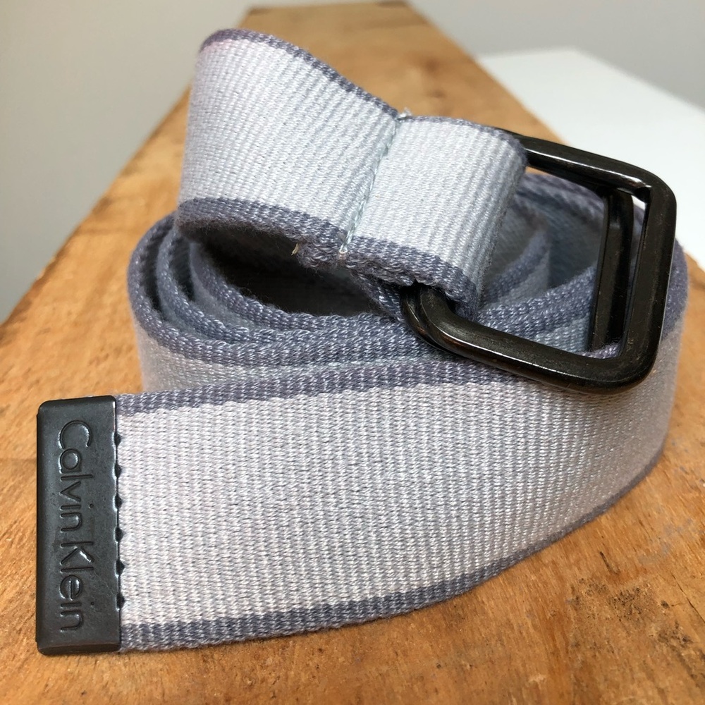 Calvin Klein Square Gunmetal Buckle Web Belt Size 34